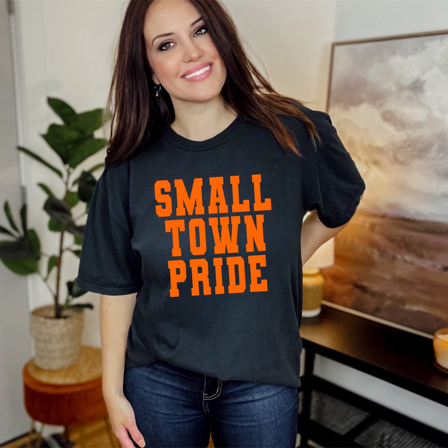 Small Town Pride Orange Spangle Tee
