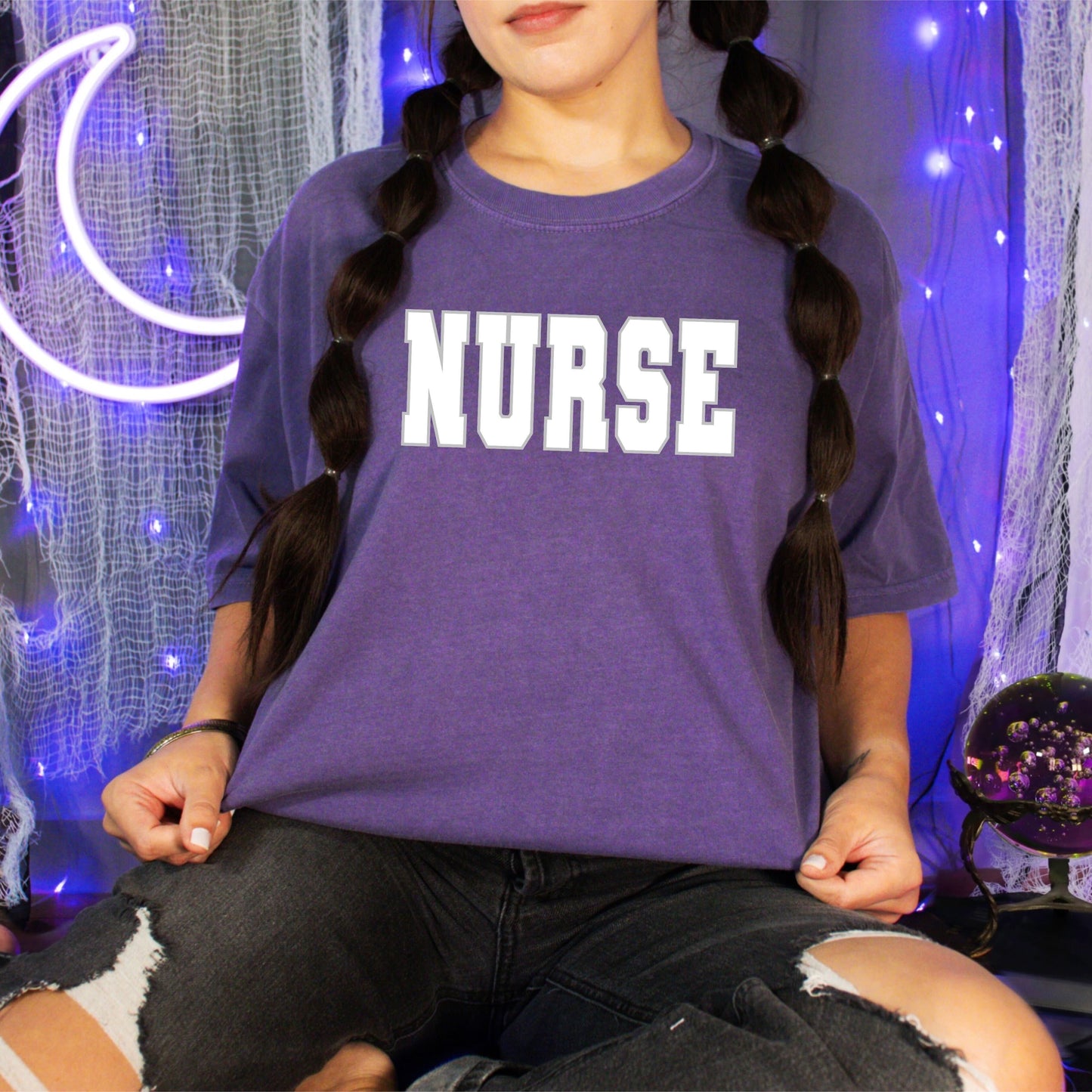 Nurse White Spangle Tee