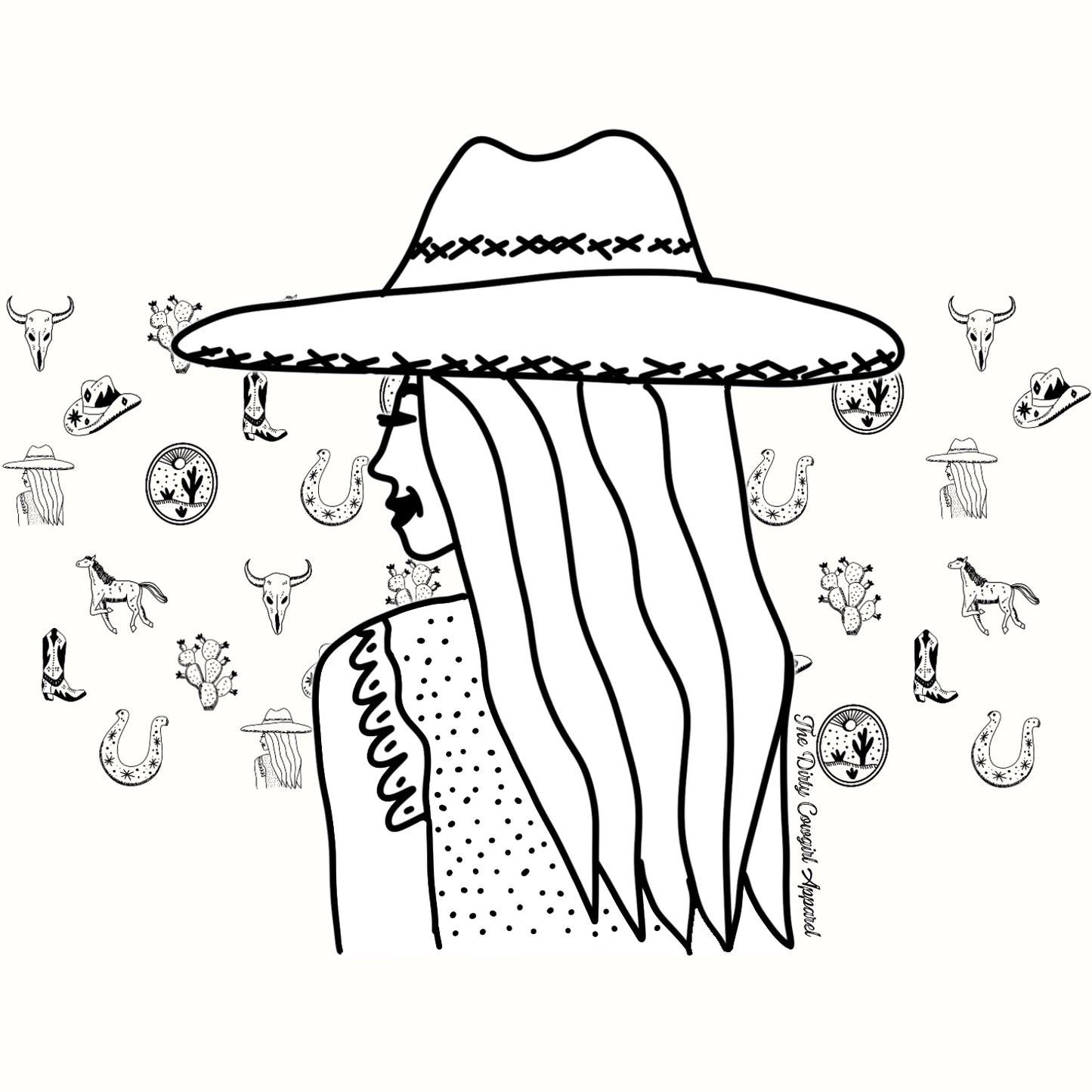 Cowgirl Sketch Youth Tee