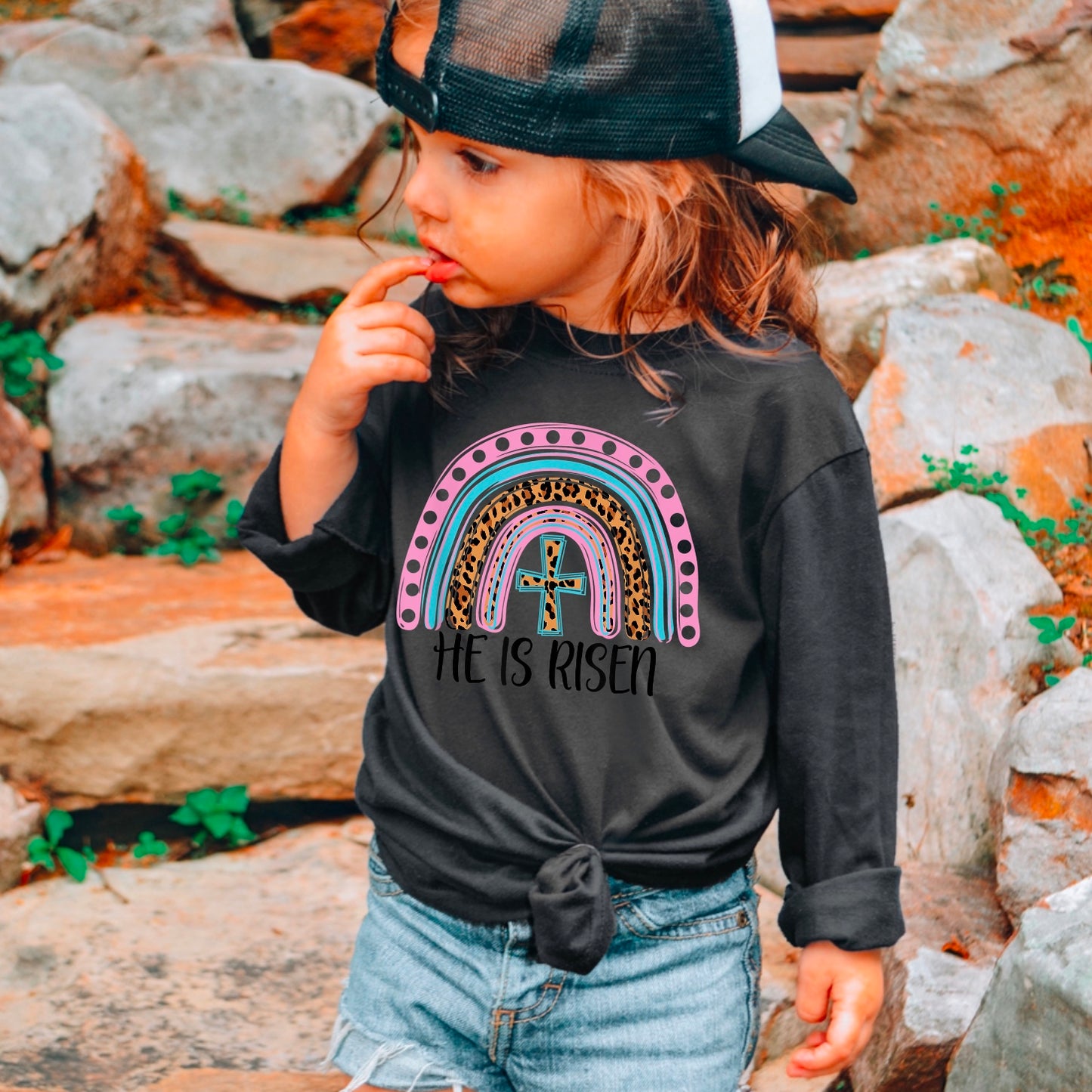 He is Risen Rainbow Toddler Long Sleeve