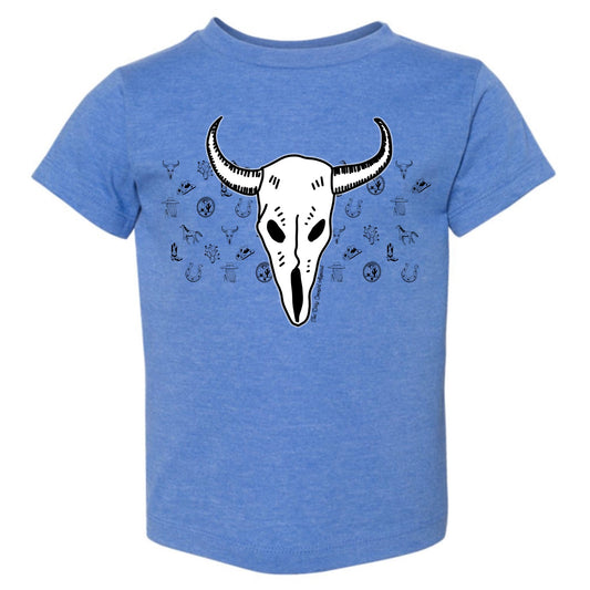 Bison Skull Sketch ToddlerTee