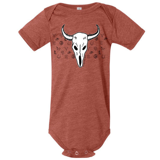 Bison Skull Sketch Onesie