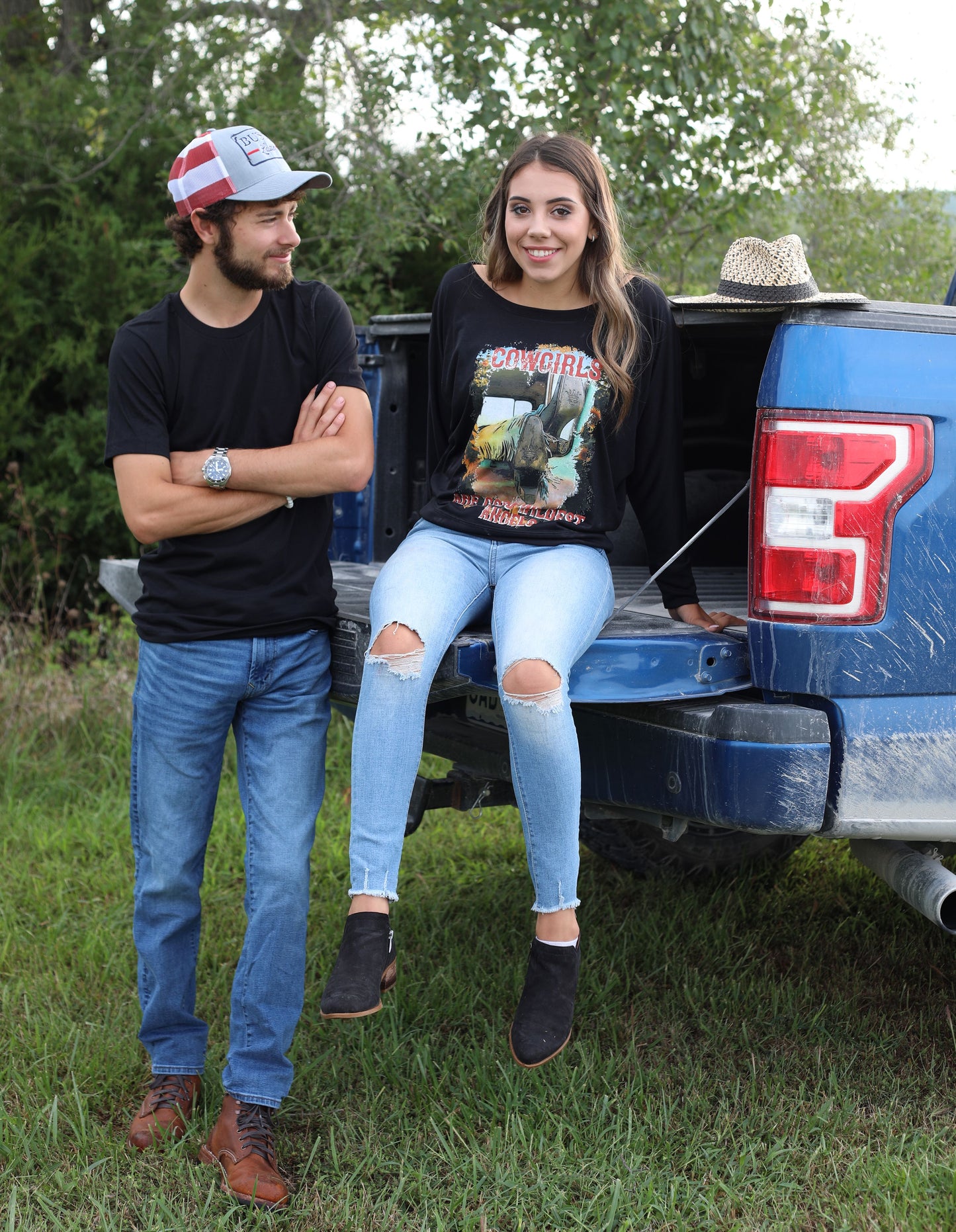 Cowgirls Slouchy Shoulder Tee