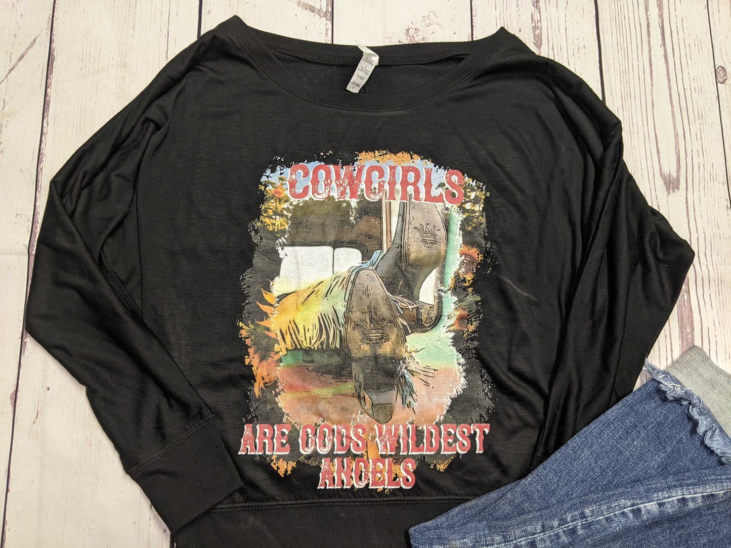 Cowgirls Slouchy Shoulder Tee