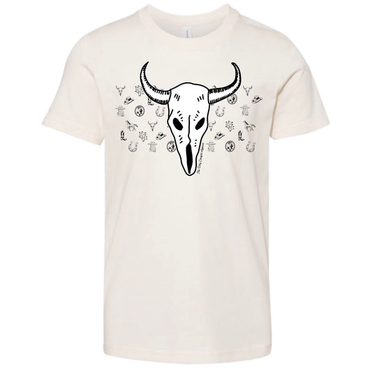 Bison Skull Sketch Youth Tee