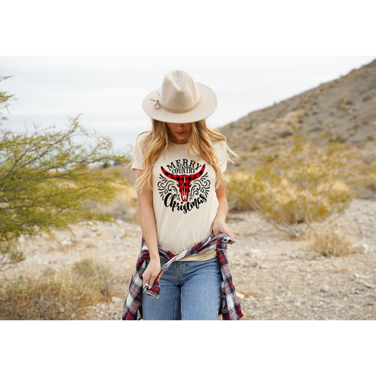 Merry Country Christmas Red Plaid T-Shirt