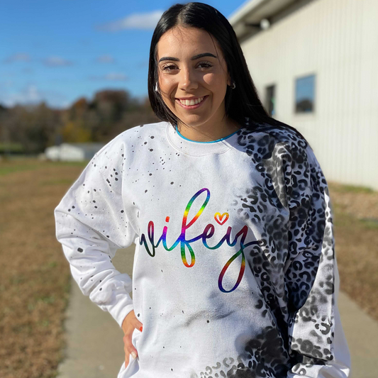 Wifey Foiled Fleece Sweatshirt (Leopard Spraypaint)