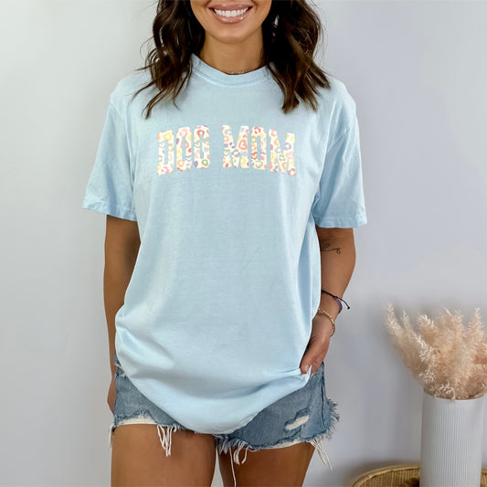 Dog Mom Pastel Leopard Puff Tee