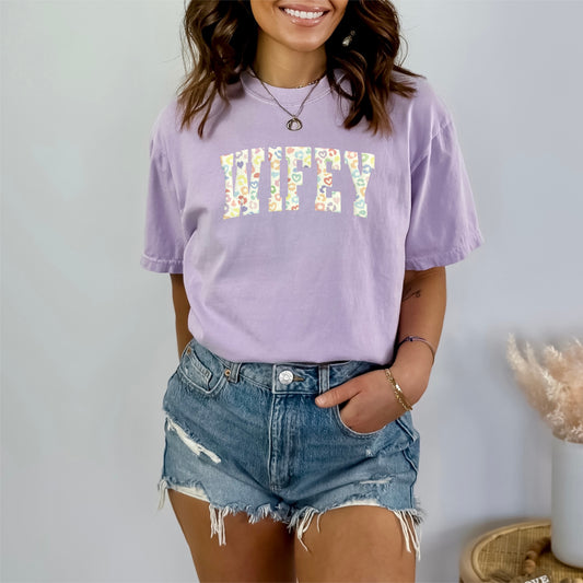 Wifey Pastel Leopard Puff Tee