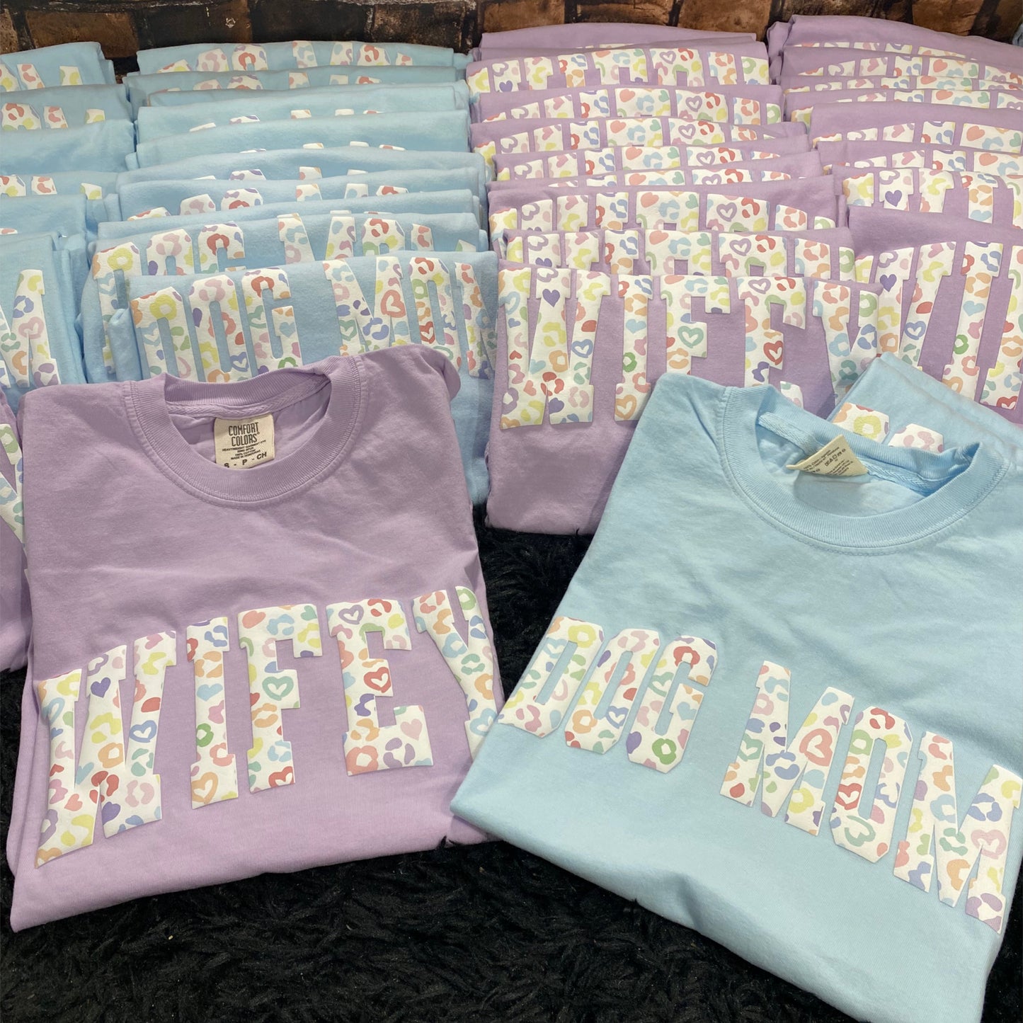 Dog Mom Pastel Leopard Puff Tee