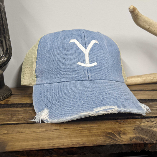 Country Ranch White Adams Distressed Trucker Cap