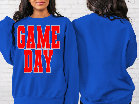 Game Day Royal Fleece - Red Ink Silver Outline