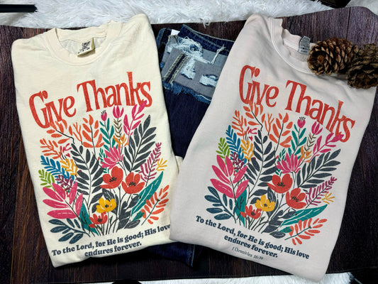 Give Thanks Fall - Comfort Colors Tee or Gildan fleece