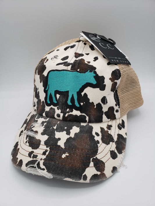 Cow-Print Leather Cow Patch Tan