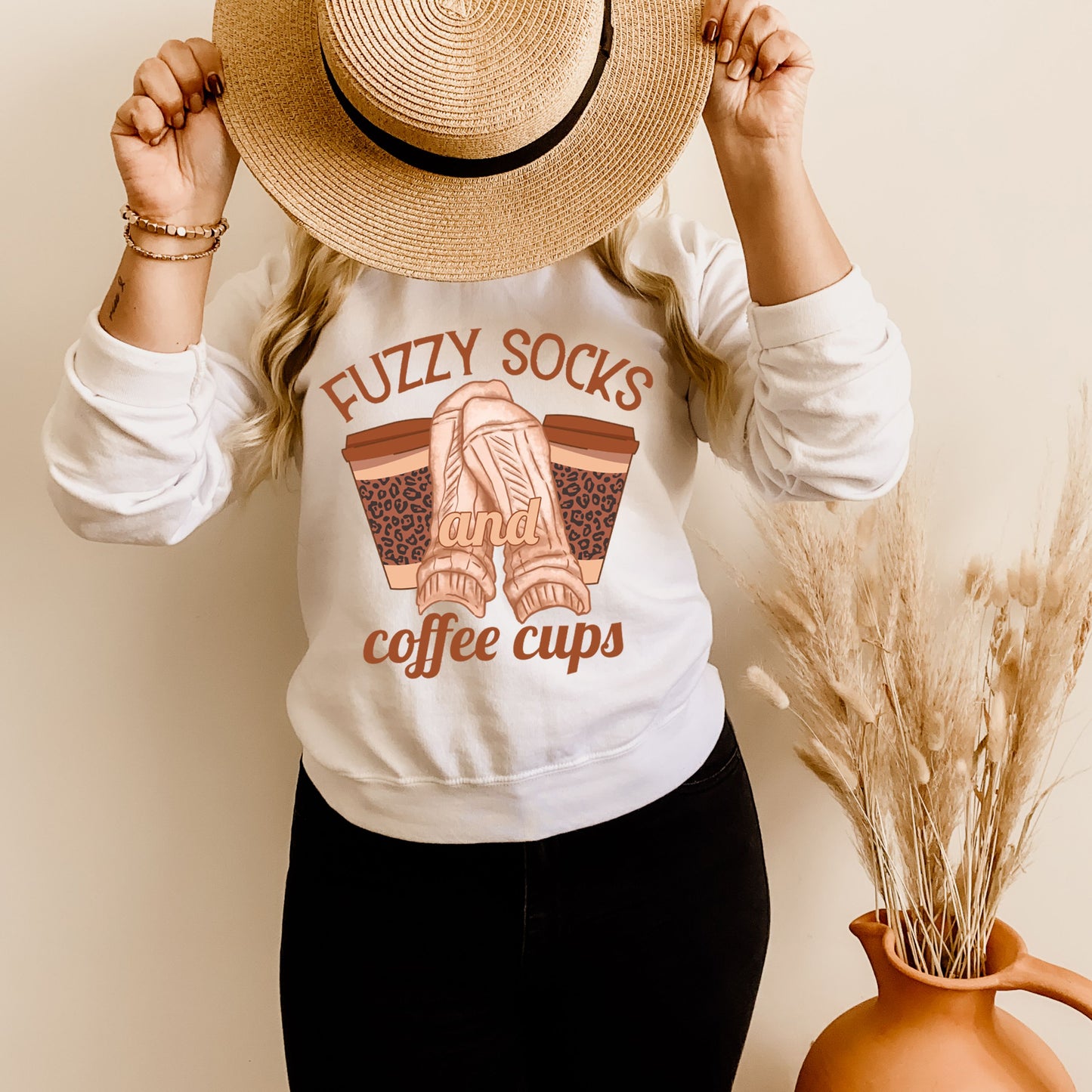 Fuzzy Socks and Coffee Cups Sweatshirt