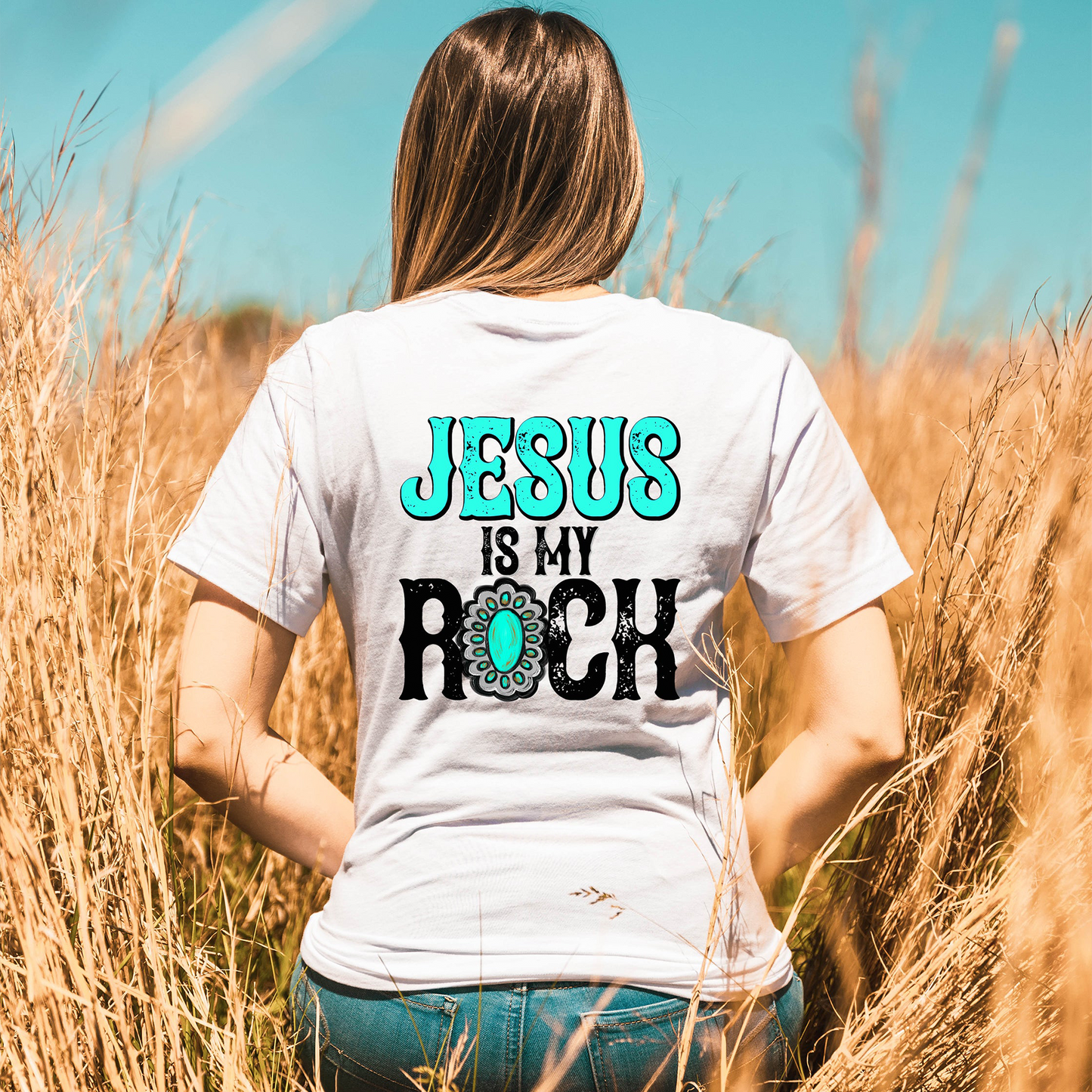 Jesus Is My Rock Turquoise