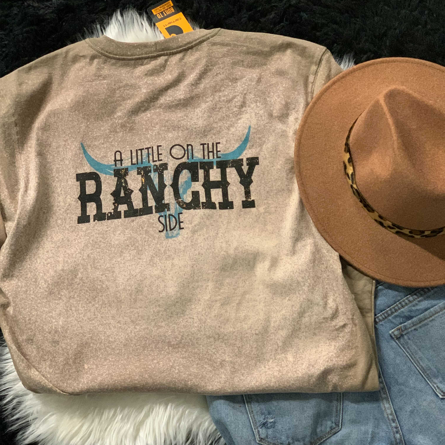 A Little on the Ranchy Side Bleached T-Shirt (Pocketed)